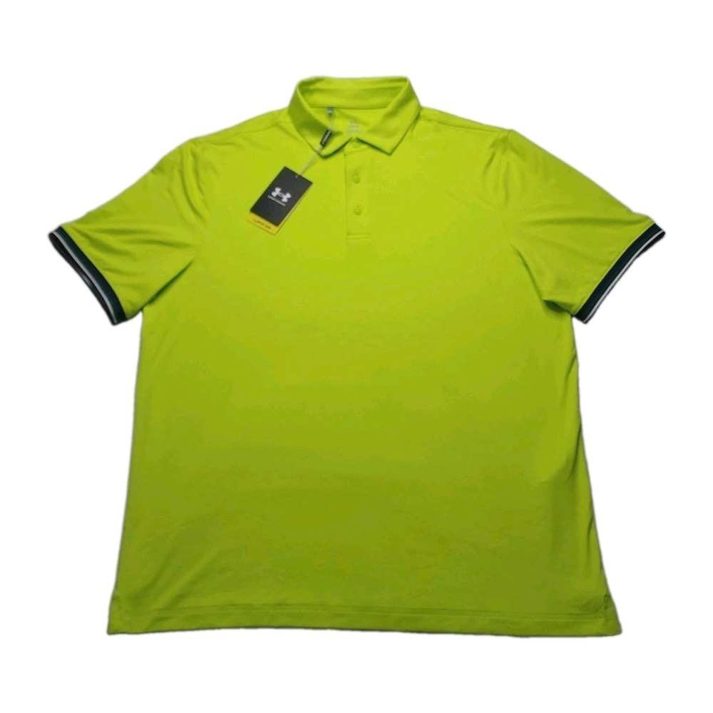 NWT Under Armour Golf Polo UPF 50‎ men's L Neon Green
